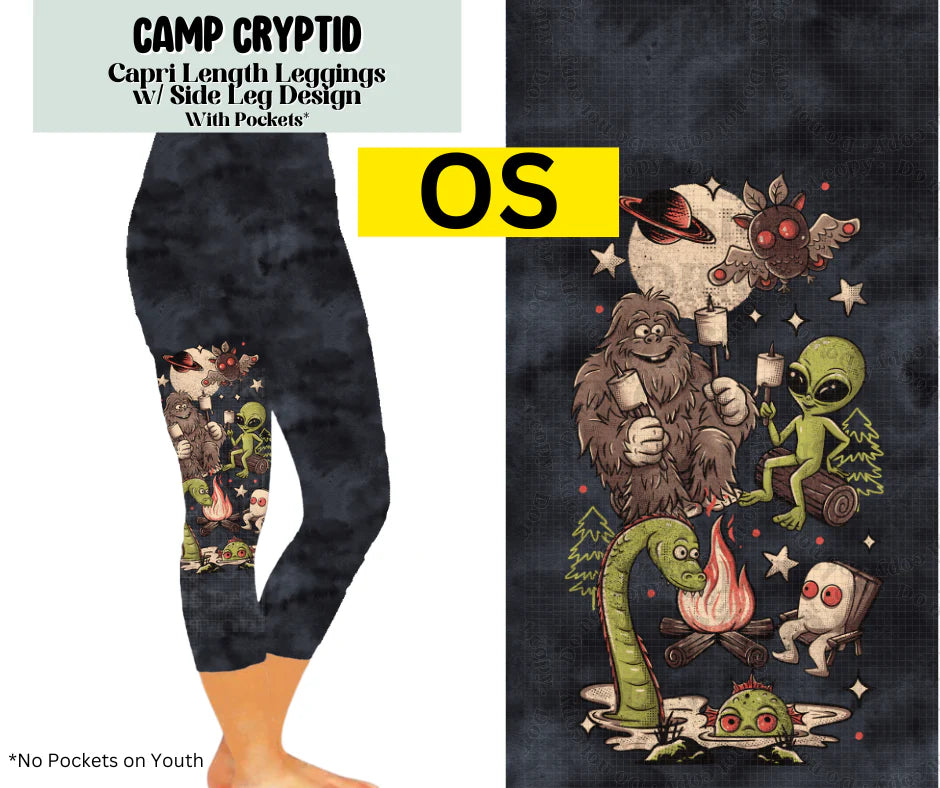 Camp Cryptid Capri Leggings w/ Side Leg Designs