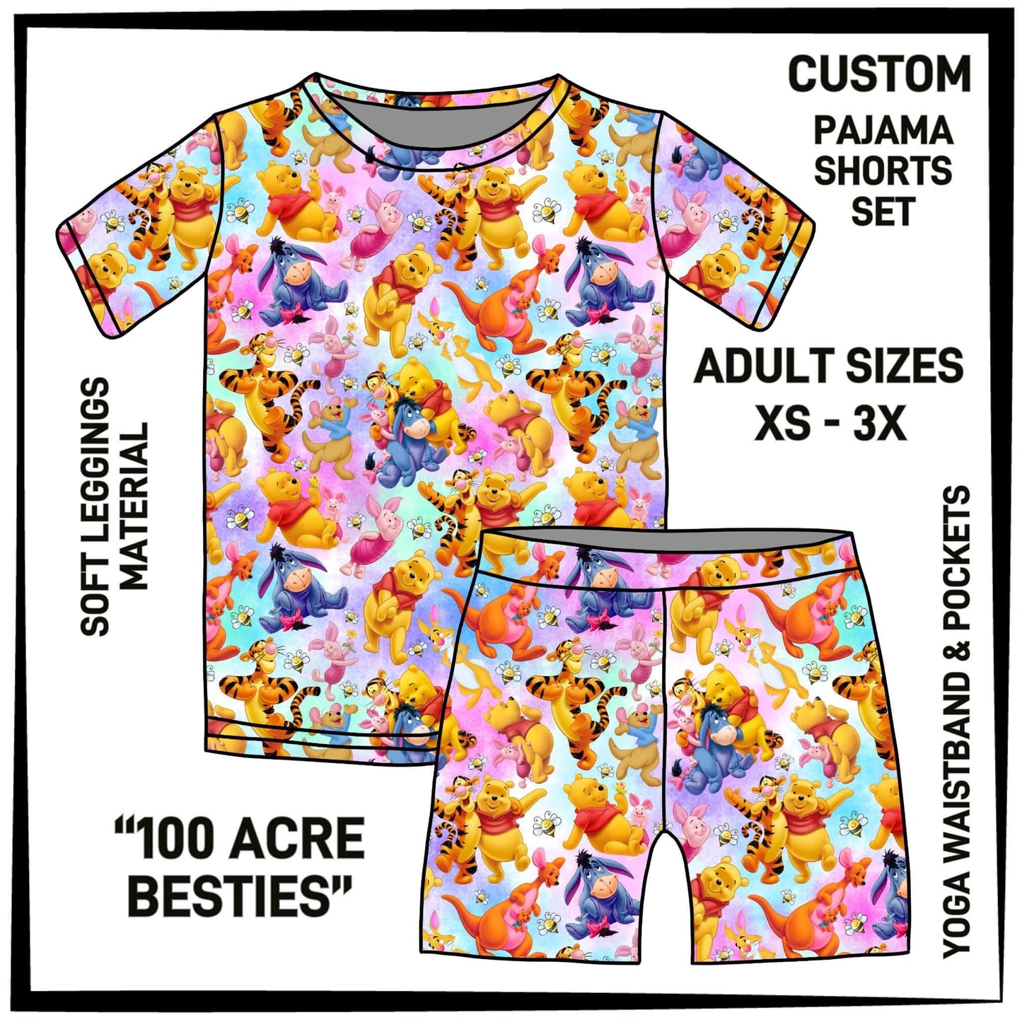 PS1S - 100 Acre Besties Pajamas Top & Shorts Set - Preorder Closing 7/4 ETA: Late Aug