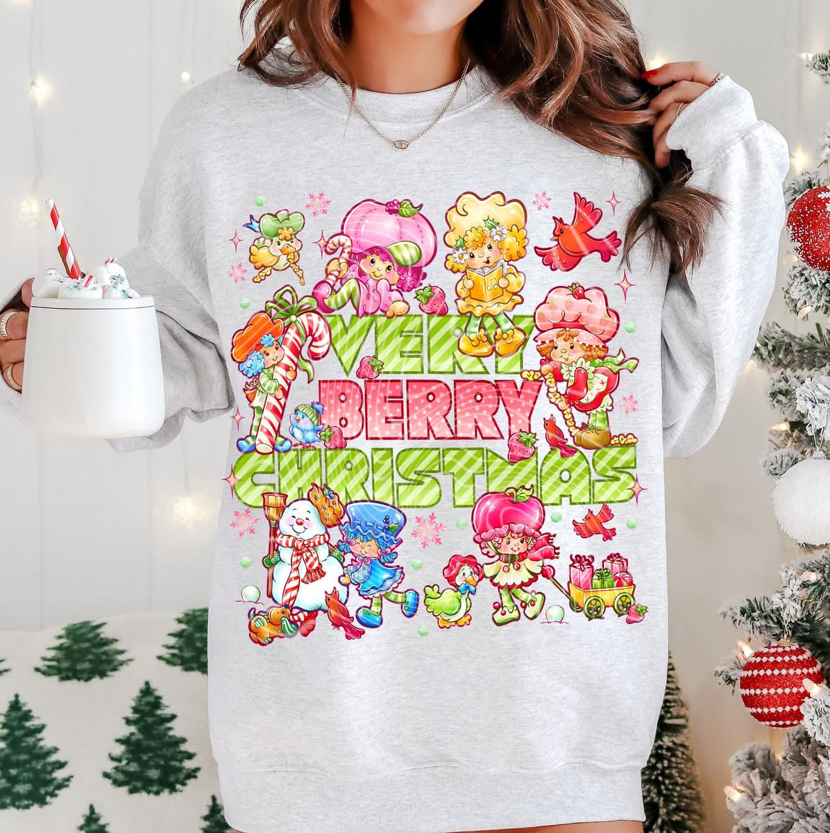 Berry Christmas Front/Sleeve Graphic Sweatshirt