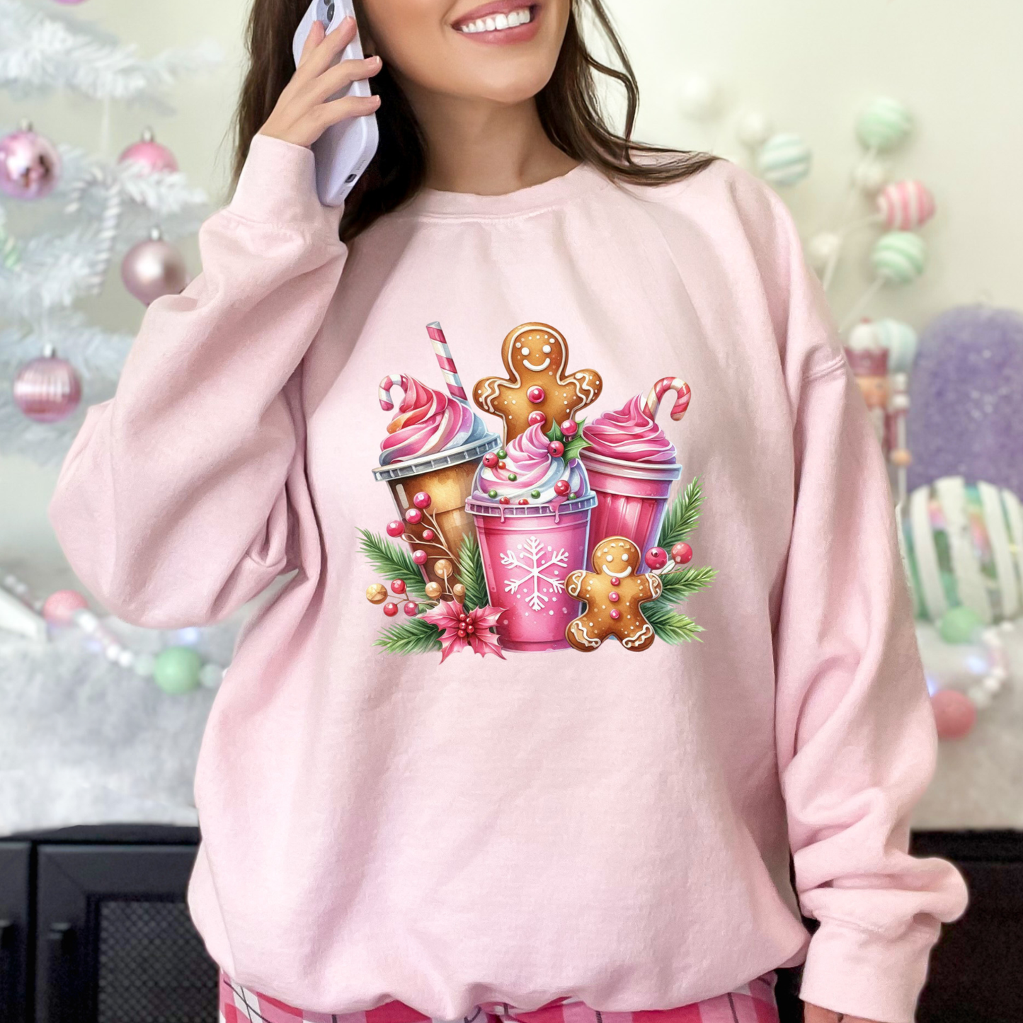 Pink Gingerbread Coffee Sweatshirt