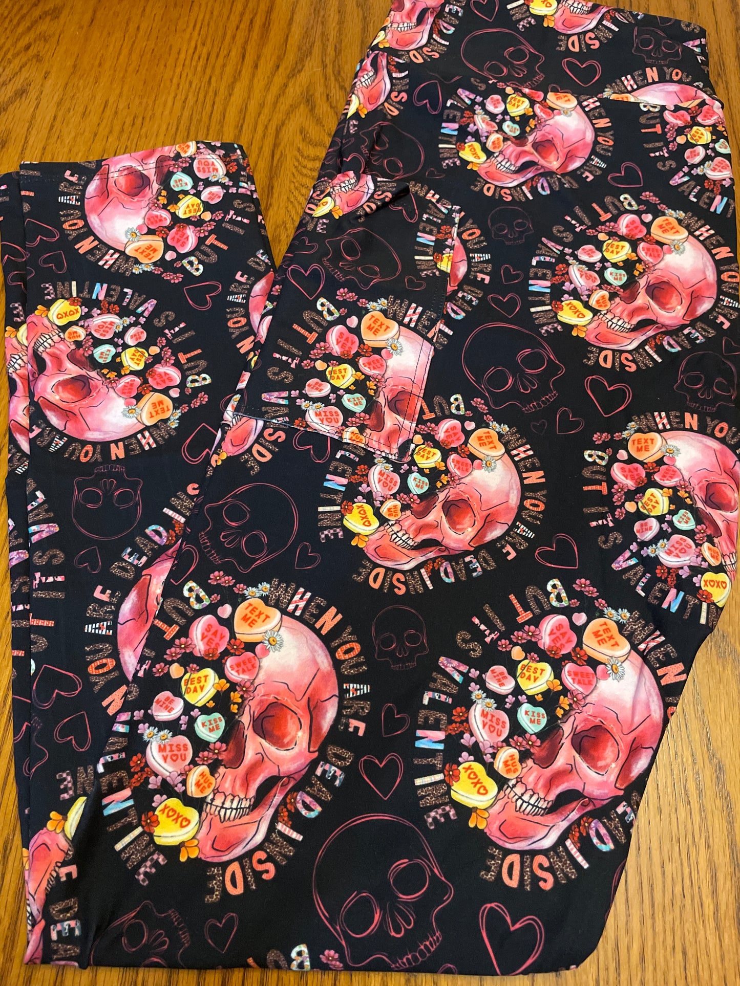 Dead inside Skull Valentine’s Day full length size TC with pockets