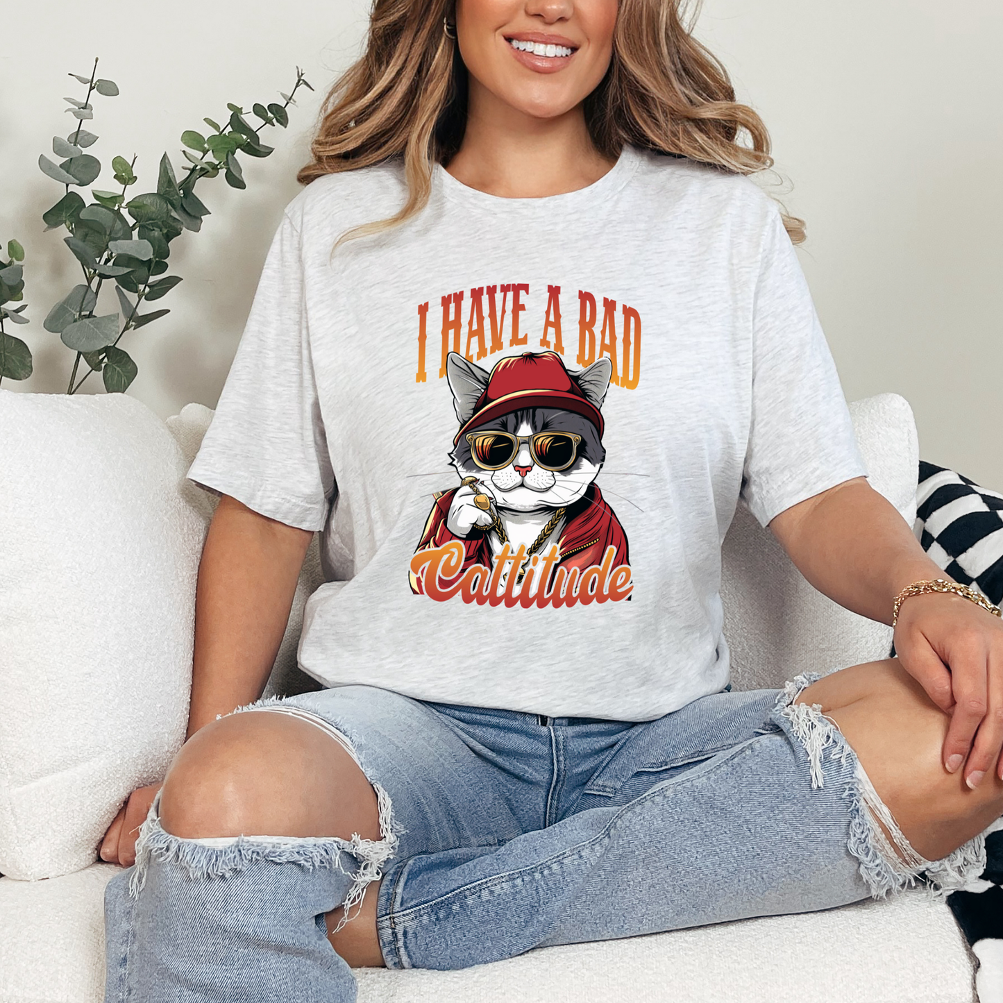 I Have A Bad Cattitude Graphic Tee - Alonna's Legging Land