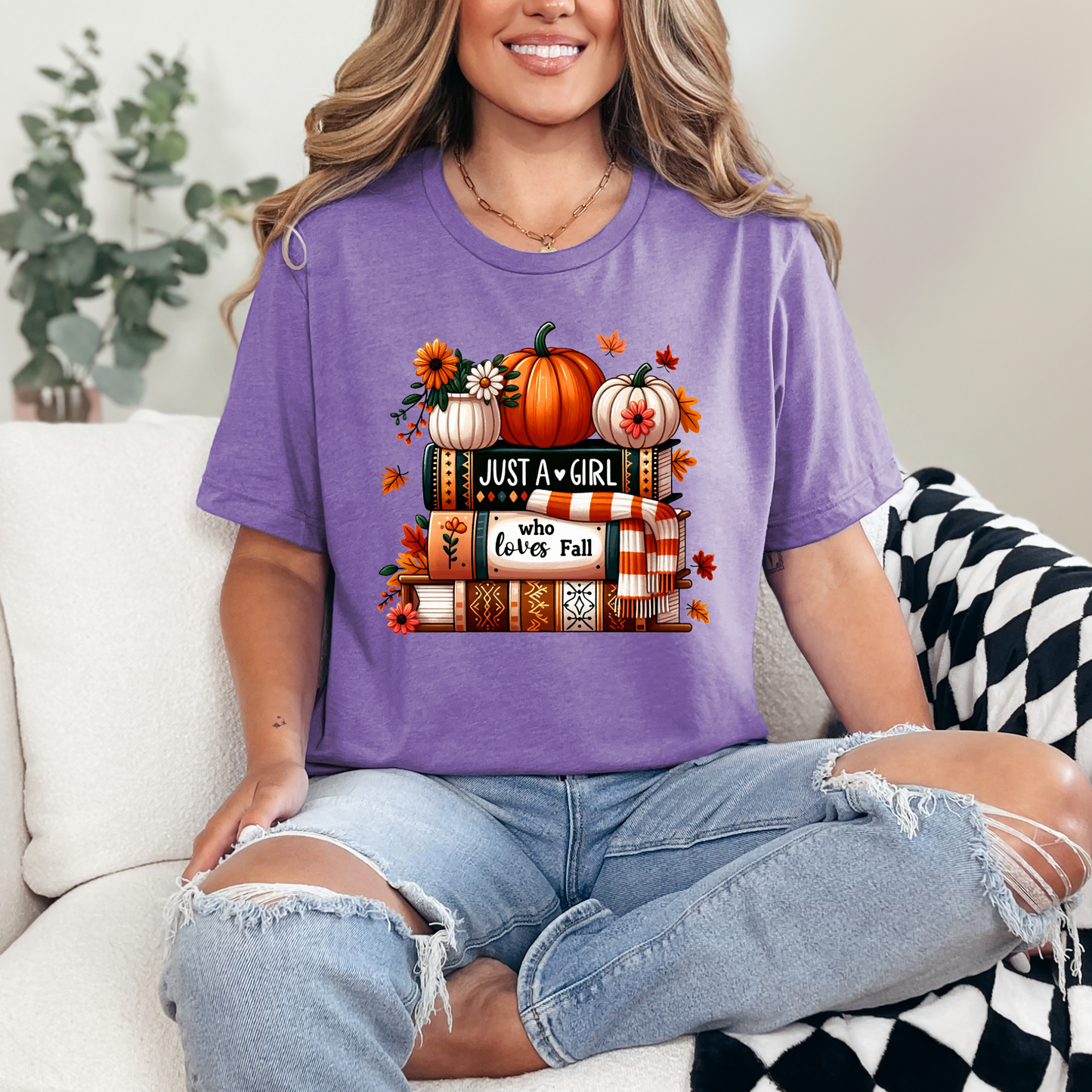 Girl Who Loves Fall & Books Graphic Tee