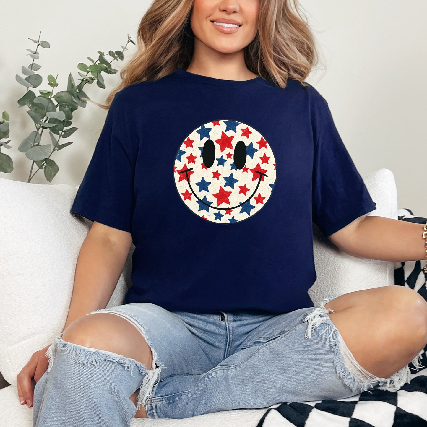 Red, White & Blue Smiley Graphic Tee