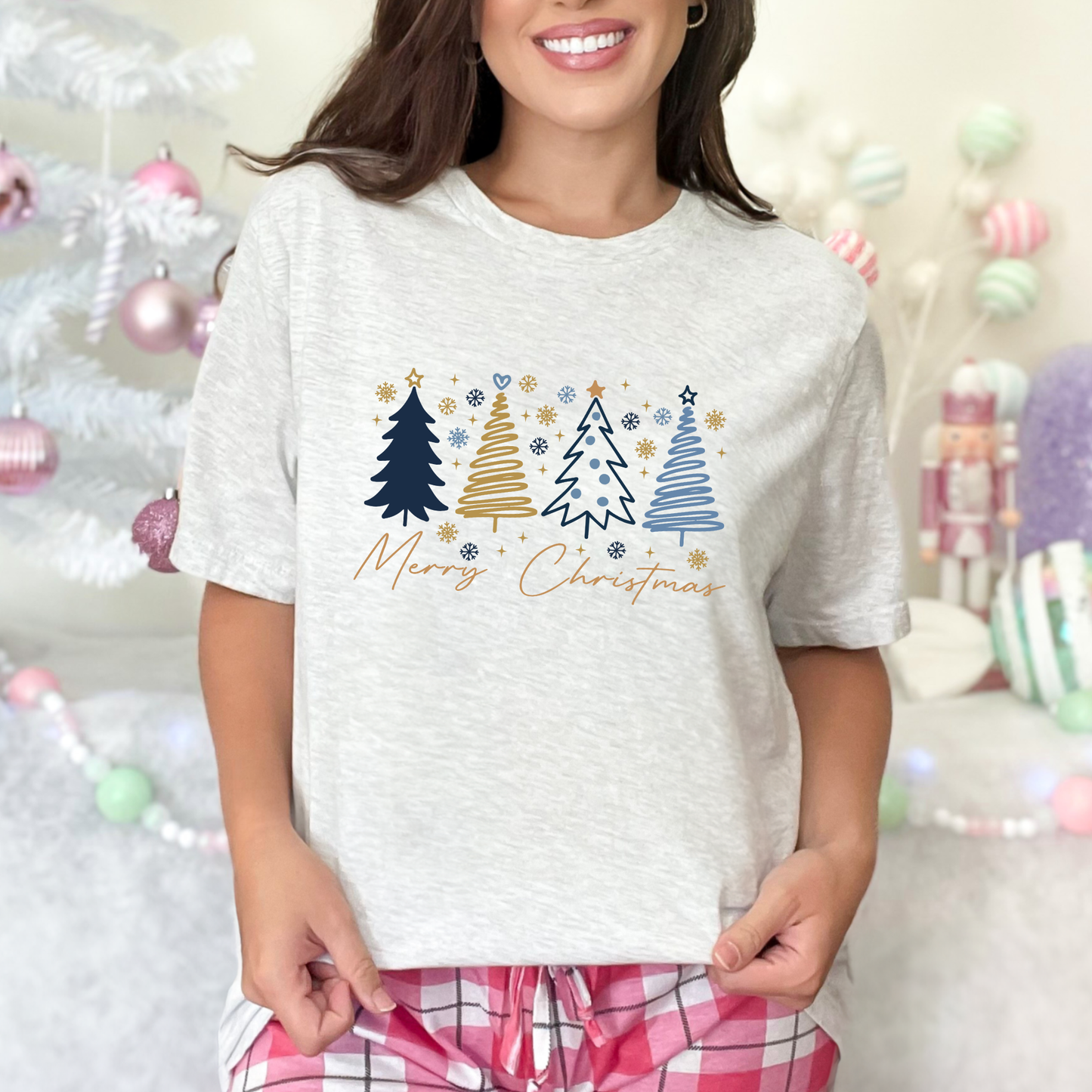 Blue Merry Christmas Graphic Tee