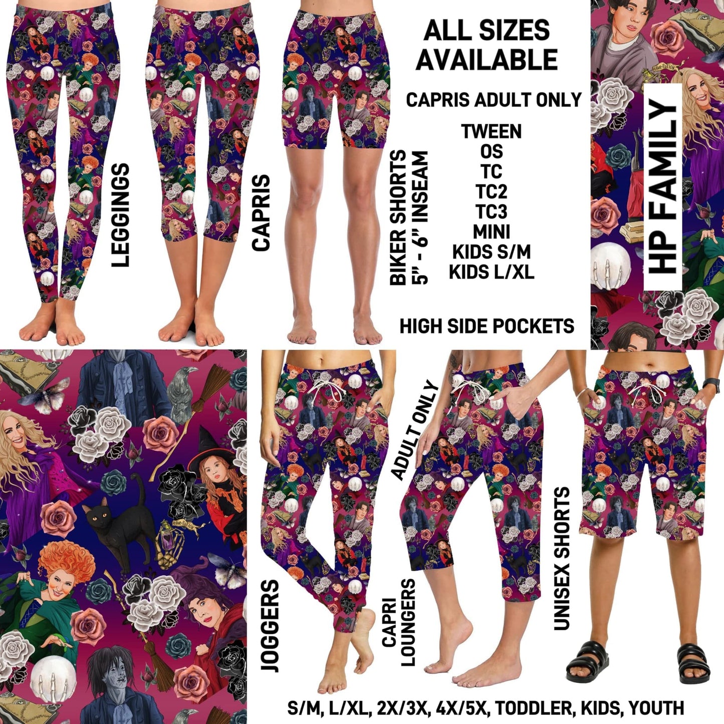 RTS - HP Family Biker/Capris/Leggings with High Side Pockets - Alonna's Legging Land