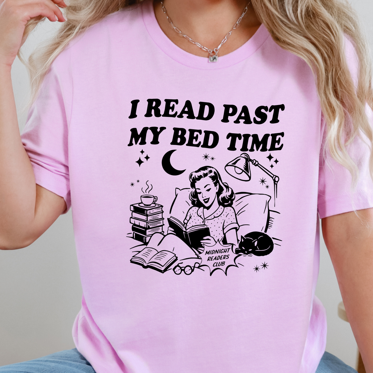 Wholesale I Read Past My Bedtime Graphic Tee - Lilac