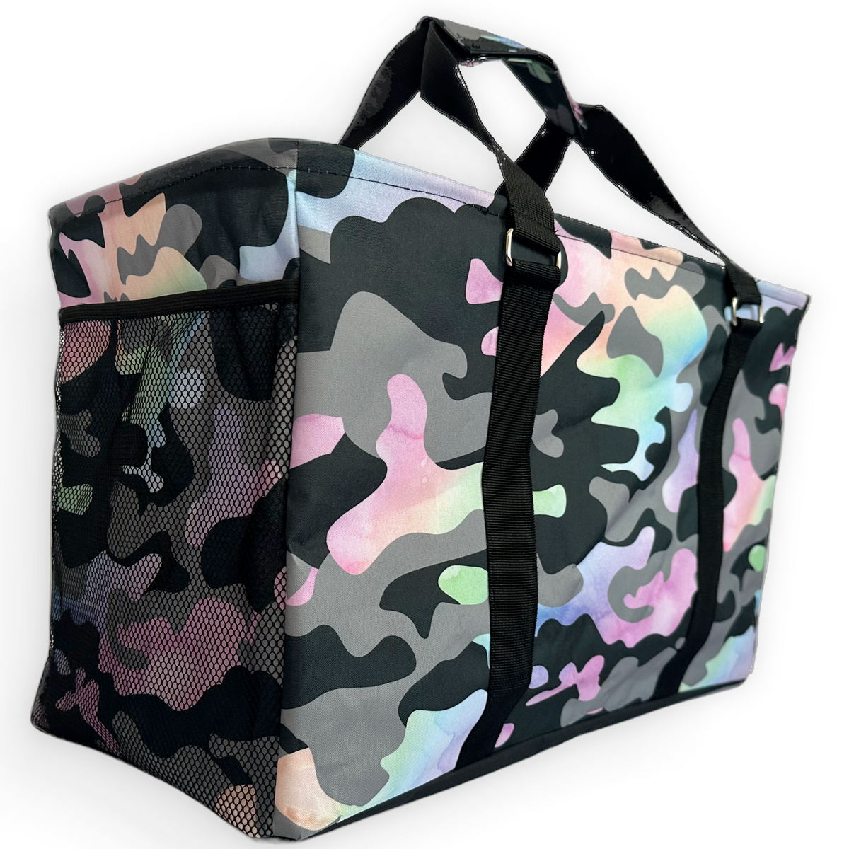 RTS - Rainbow Camo Collapsible Tote - Alonna's Legging Land