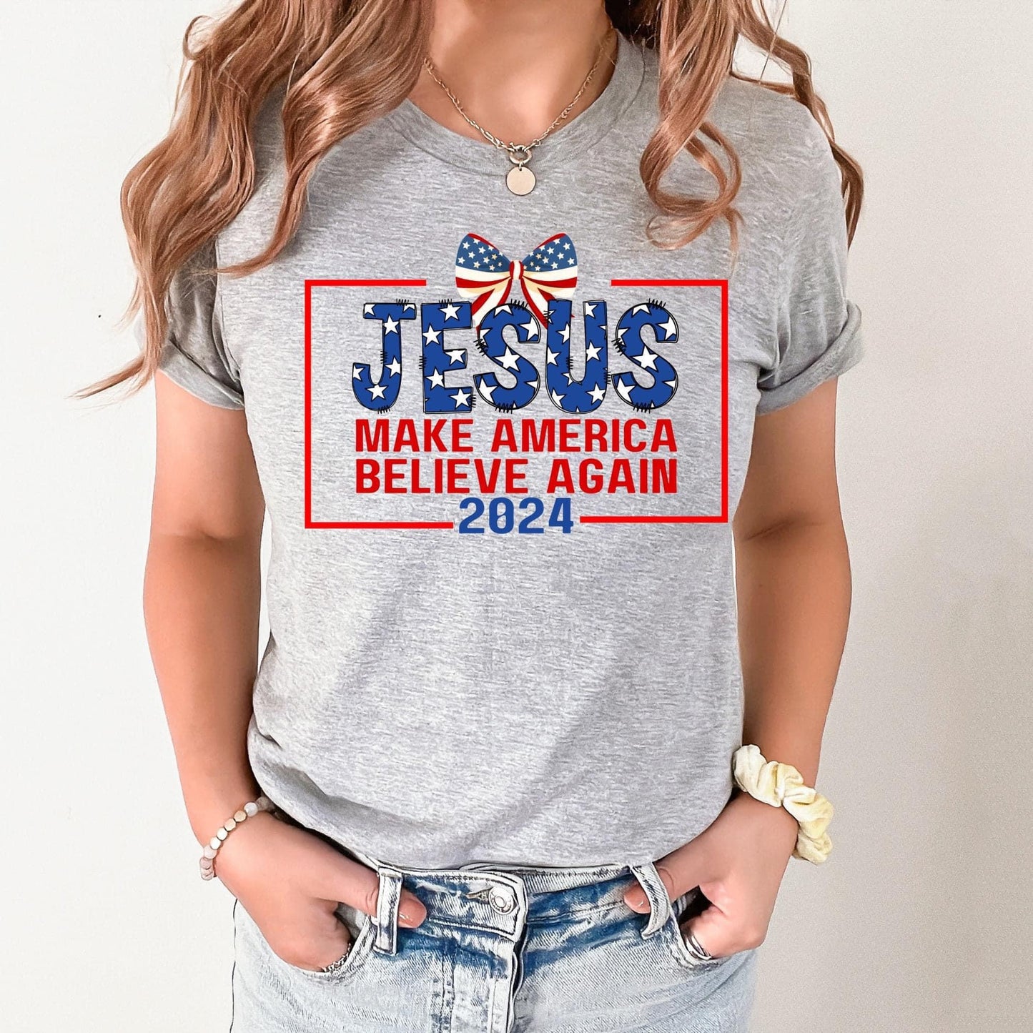 Patriotic Bows -Jesus - Alonna's Legging Land