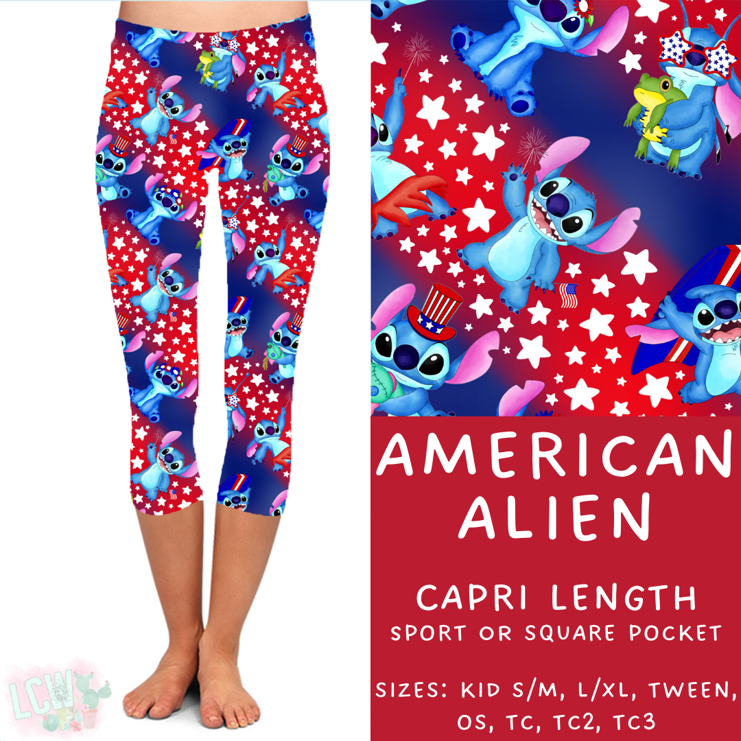 Batch #338 - Magical 4th of July - Closes 5/7 - ETA mid June - American Alien Capri Length Leggings