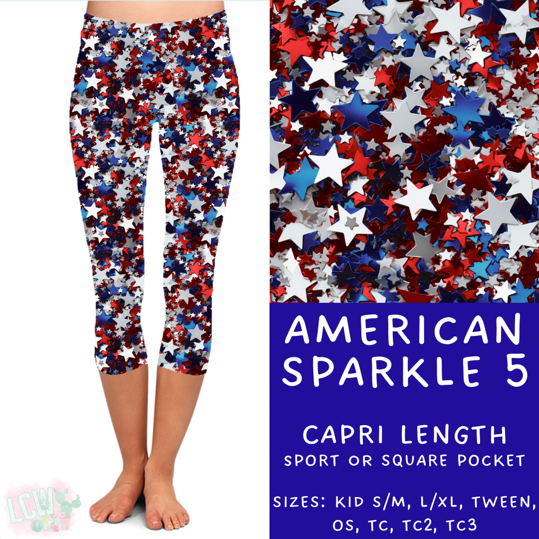 Batch #337 - USA Faves - Closes 5/7 - ETA mid June - American Sparkle 5 Capri Length Leggings