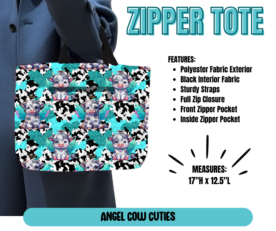 Preorder! Closes 5/21. ETA August. Angel Cow Cuties Zipper Tote