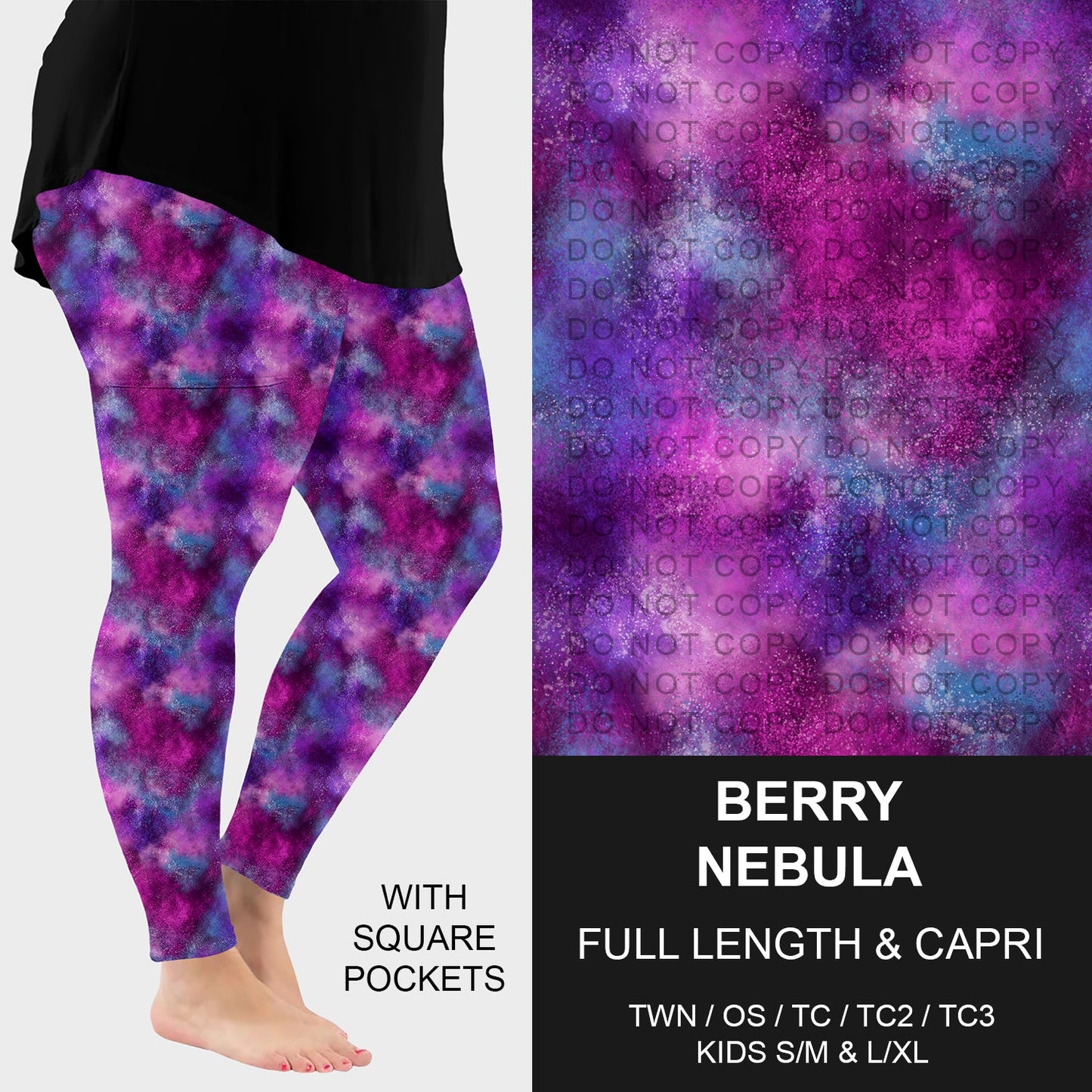 B258 - Preorder Berry Nebula Leggings w/ Pockets (Closes 11/02. ETA: mid Jan.)