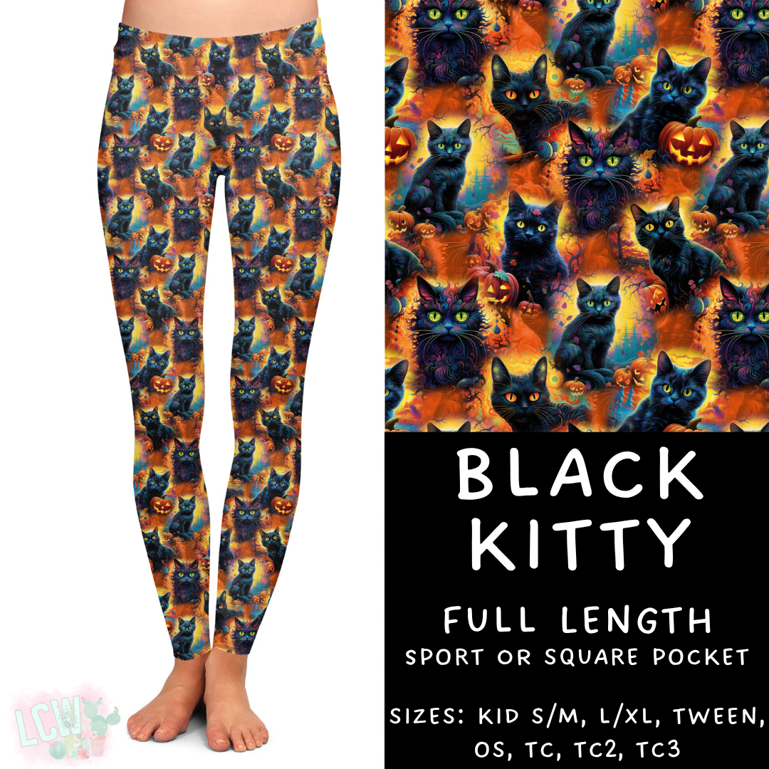 In Production - Batch #381 - Black Kitty Full Length Leggings - Square Pocket TC2