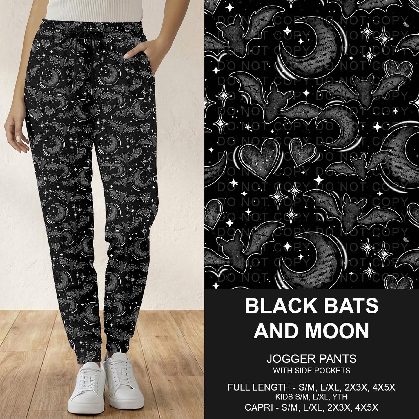 B295 - Preorder Black Bats and Moon Joggers (Closes 6/14. ETA: late Aug.)