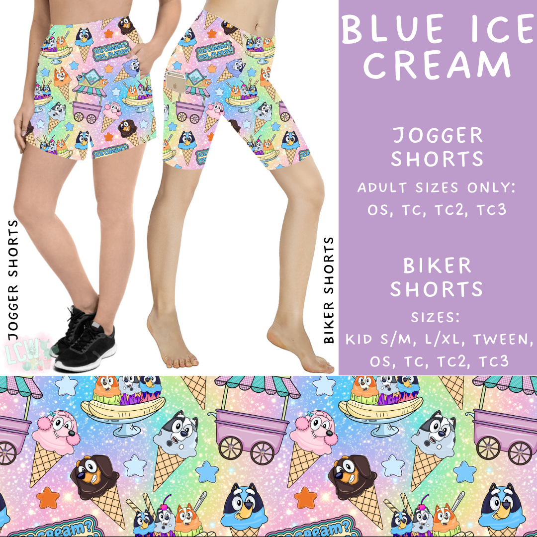 Batch #339 - Character Summer - Closes 5/15 - ETA mid July - Blue Ice Cream Biker & Jogger Shorts