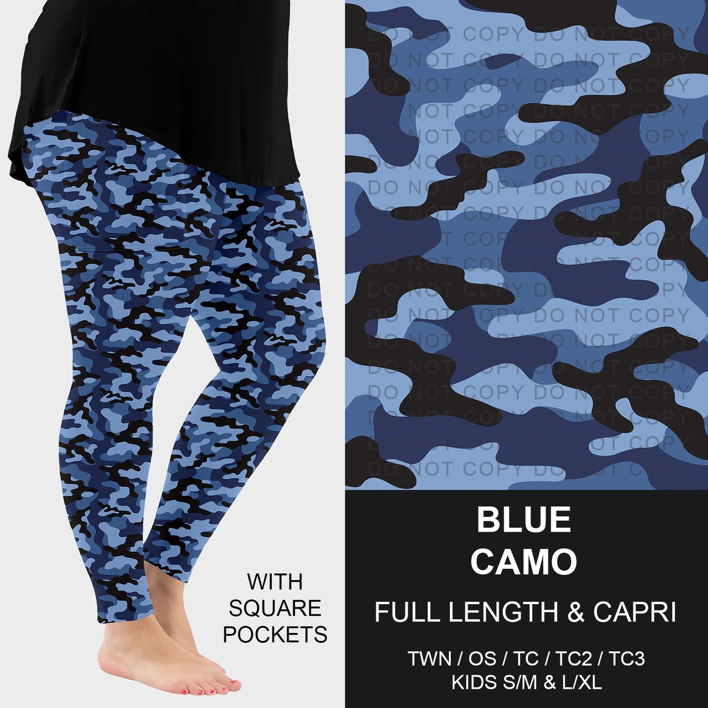 B251 - Preorder Blue Camo Leggings w/ Pockets (Closes 9/14. ETA: mid Nov.)
