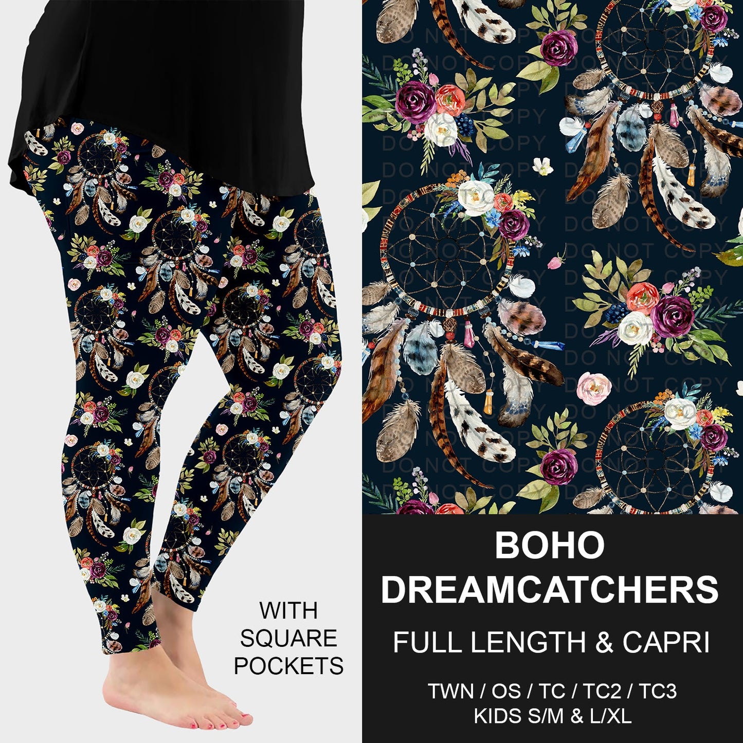B227 - Preorder Boho Dreamcatchers Leggings w/ Pockets (Closes 5/04. ETA: mid July)