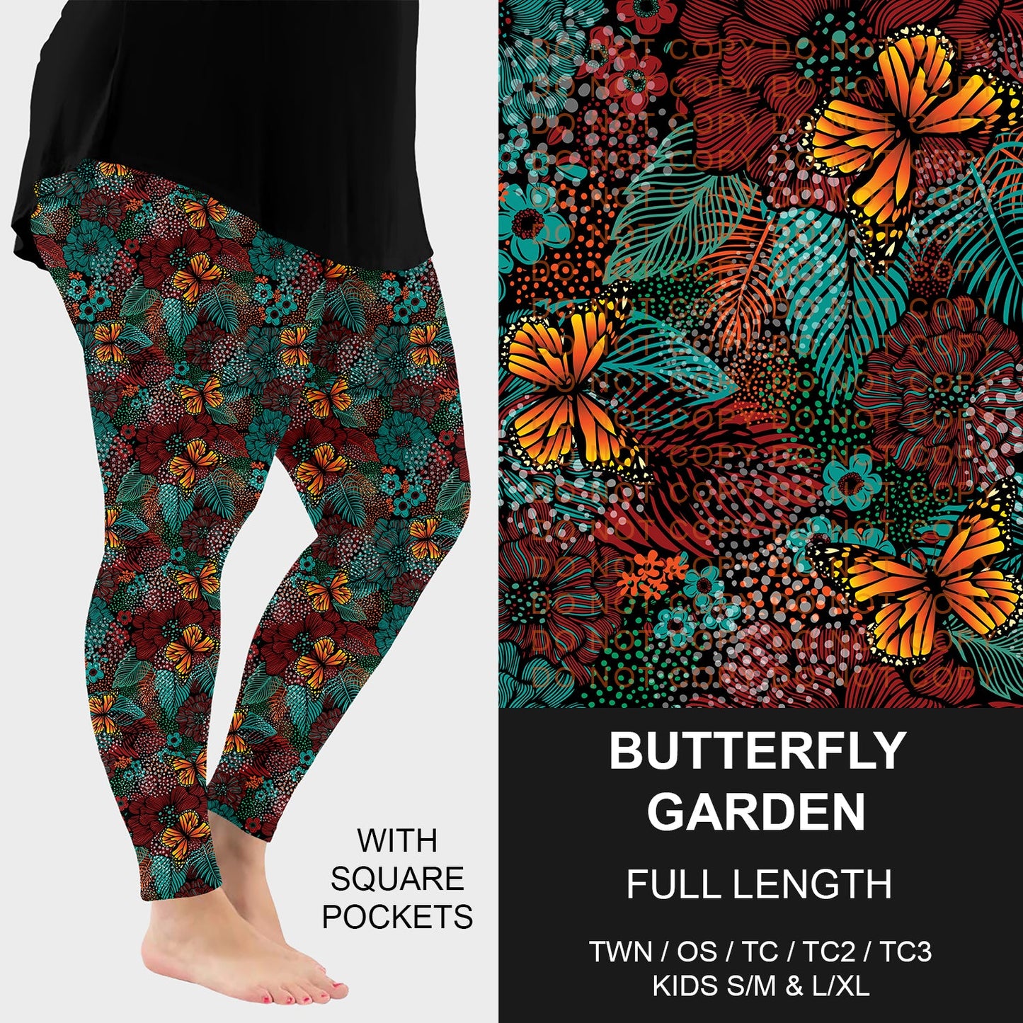 B248 - Preorder Butterfly Garden Leggings w/ Pockets (Closes 8/24. ETA late Oct.)