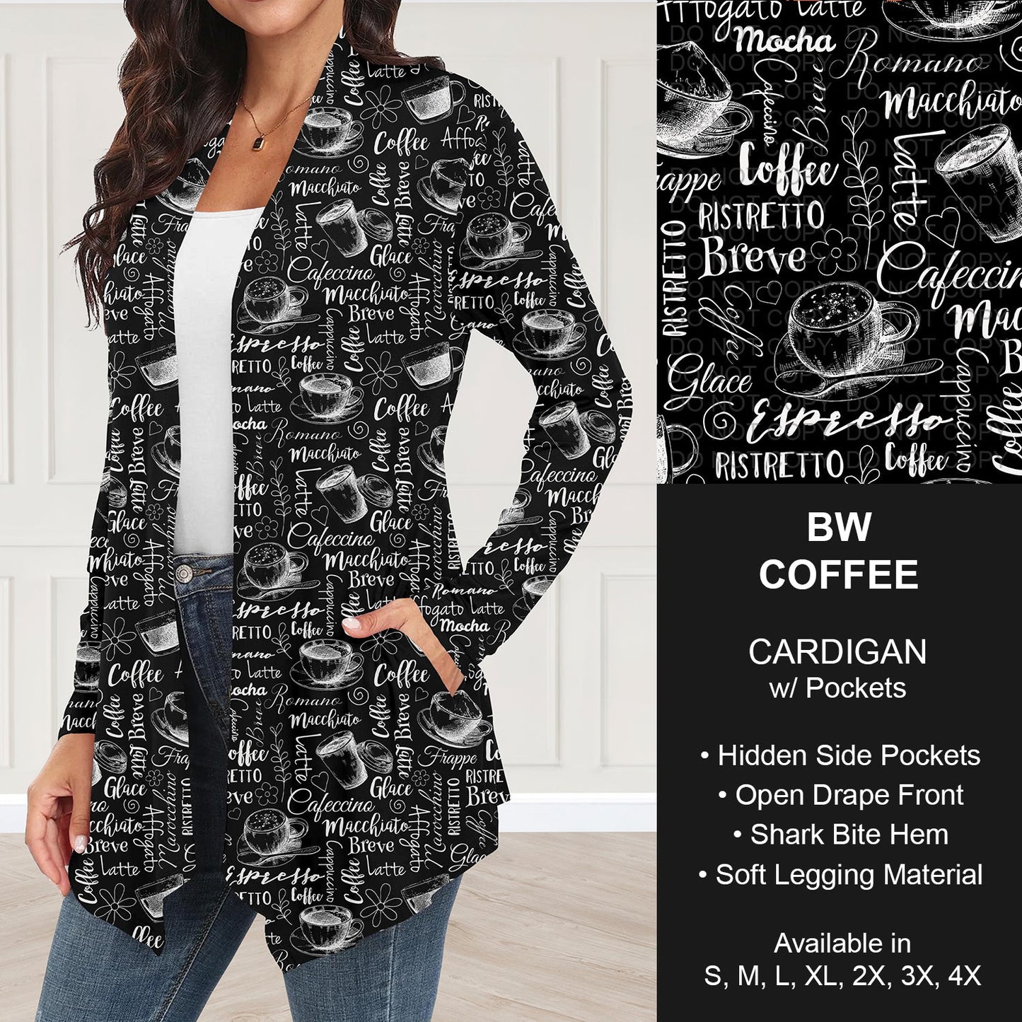 B252 - Preorder BW Coffee Cardigan w/ Pockets (Closes 9/21. ETA: mid Nov.)