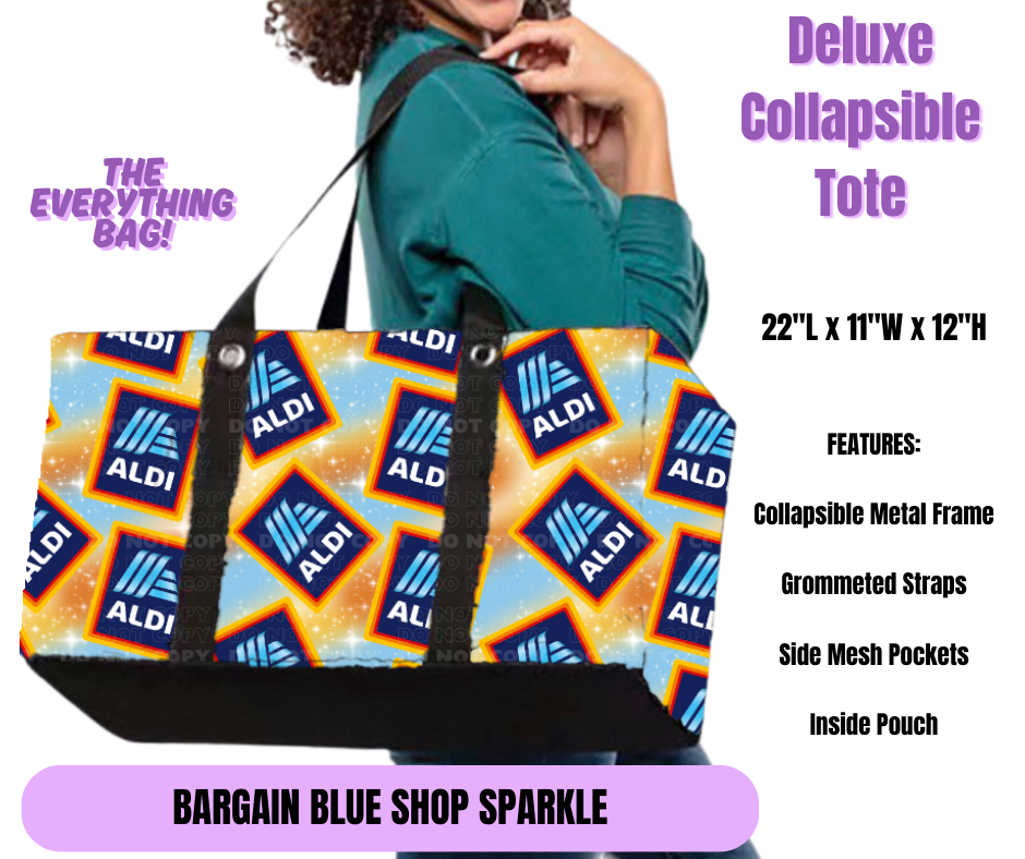 Preorder! Closes 5/19. ETA August. Bargain Blue Shop Sparkle Collapsible Tote