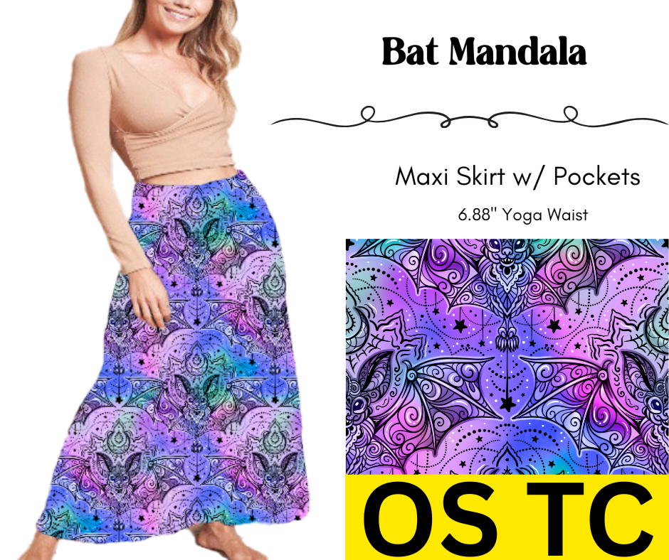 Bat Mandala Maxi Skirt