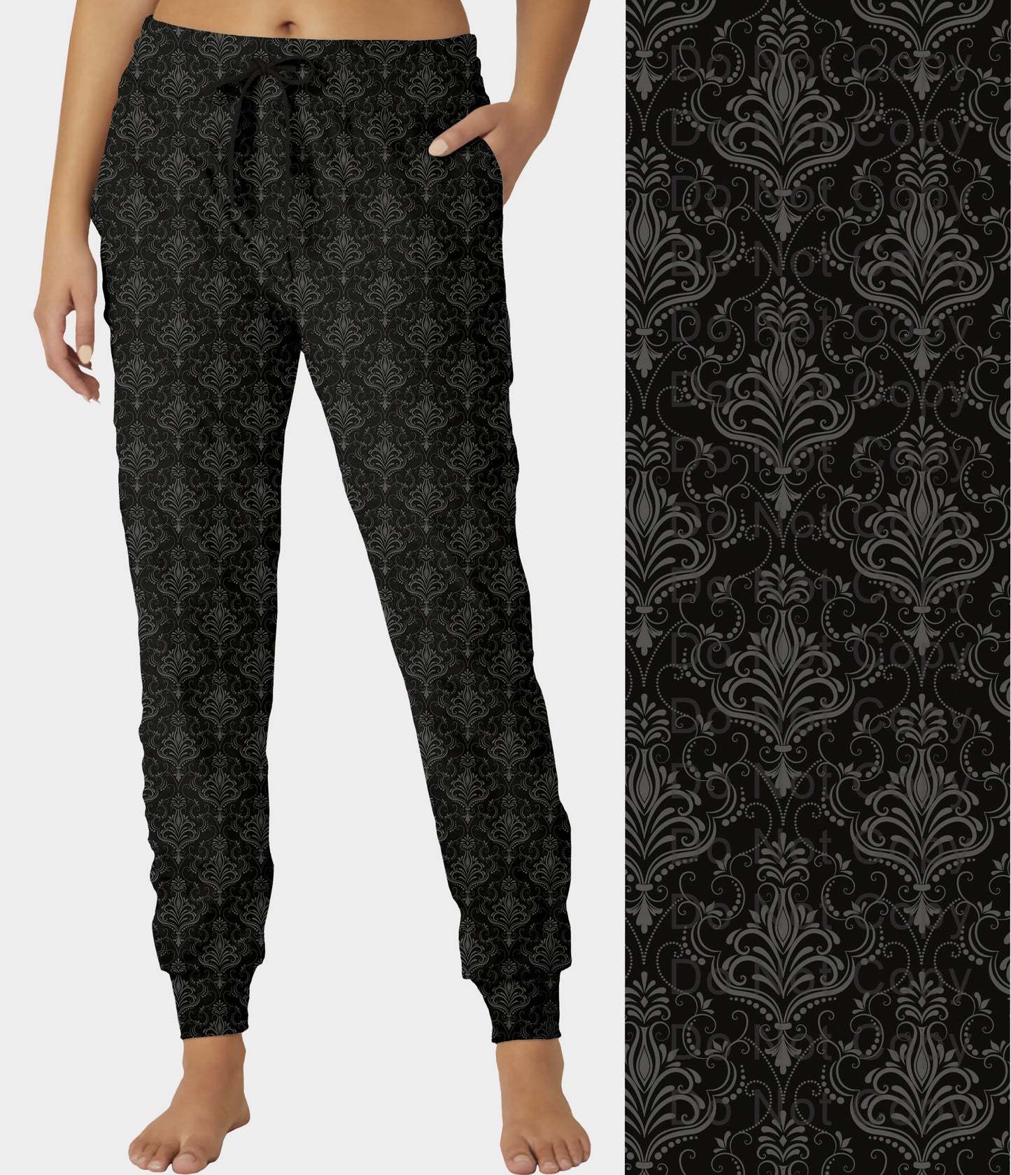 RTS - Black Damask Joggers