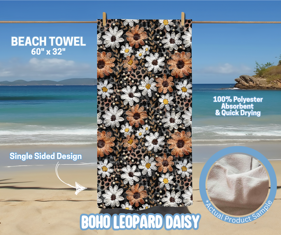 Preorder! Closes 5/15. ETA August. Boho Leopard Daisy Towel