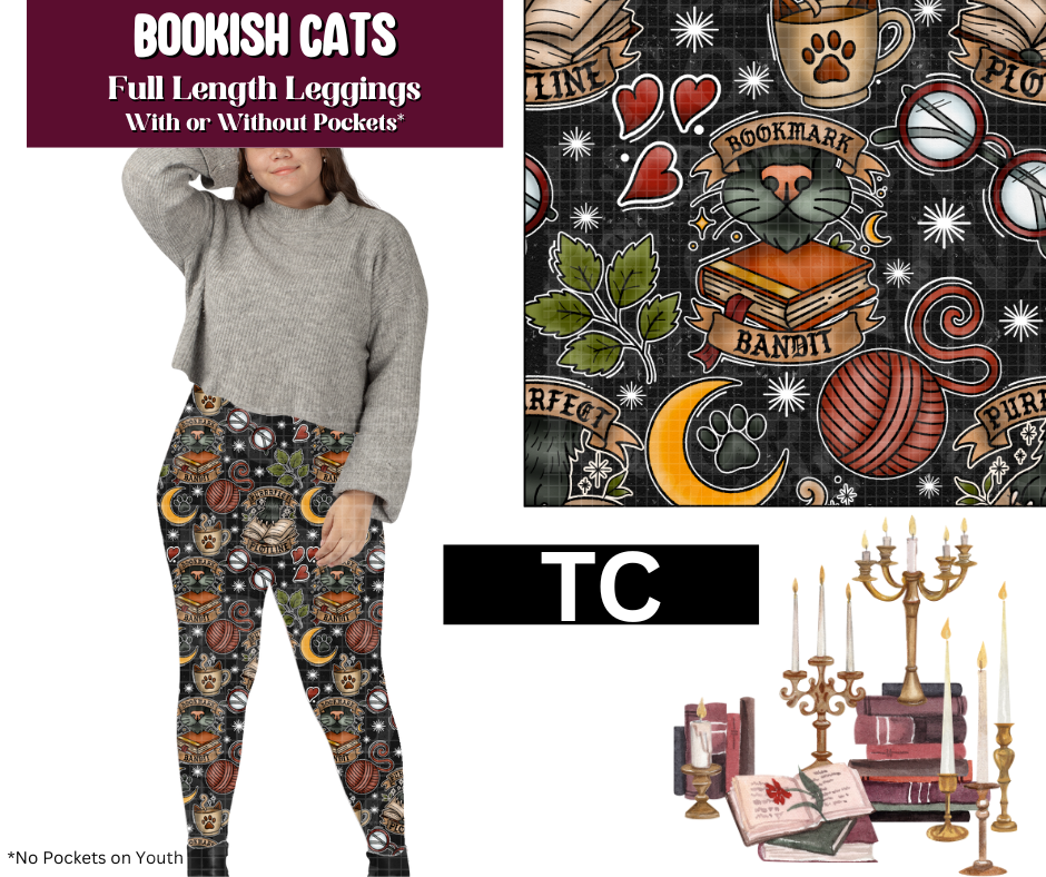Bookish Cats Full Length Leggings w/ Pockets