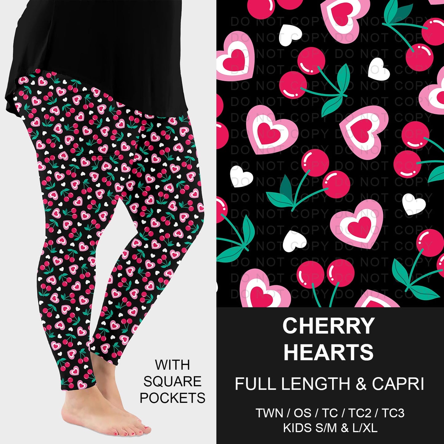 B263 - Preorder Cherry Hearts Leggings w/ Pockets (Closes 11/30. ETA: late Jan.)