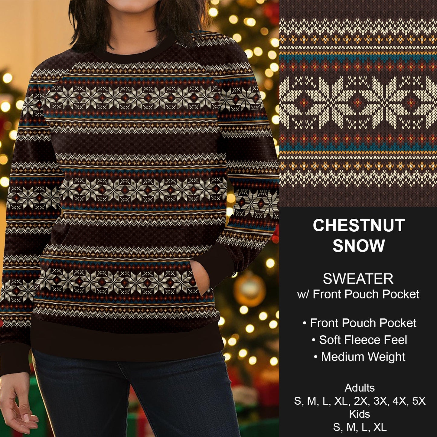 B255 - Preorder Chestnut Snow Sweater w/ Front Pocket (Closes 10/12. ETA early Dec.)