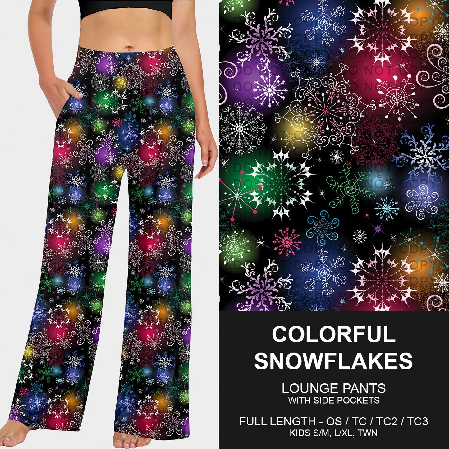 B253 - Preorder Colorful Snowflakes Lounge Pants (Closes 9/28. ETA late Nov.)
