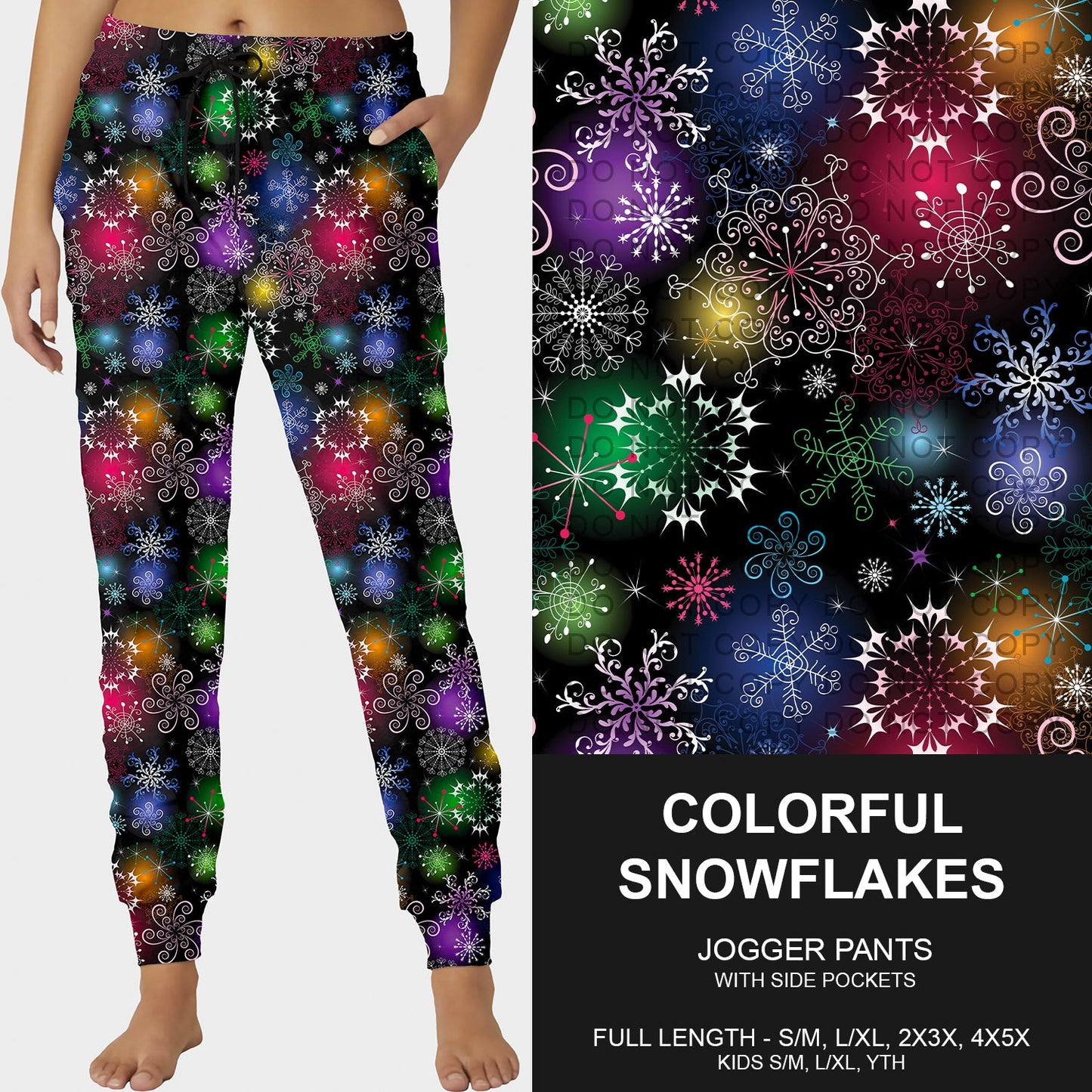B253 - Preorder Colorful Snowflakes Joggers (Closes 9/28. ETA late Nov.)