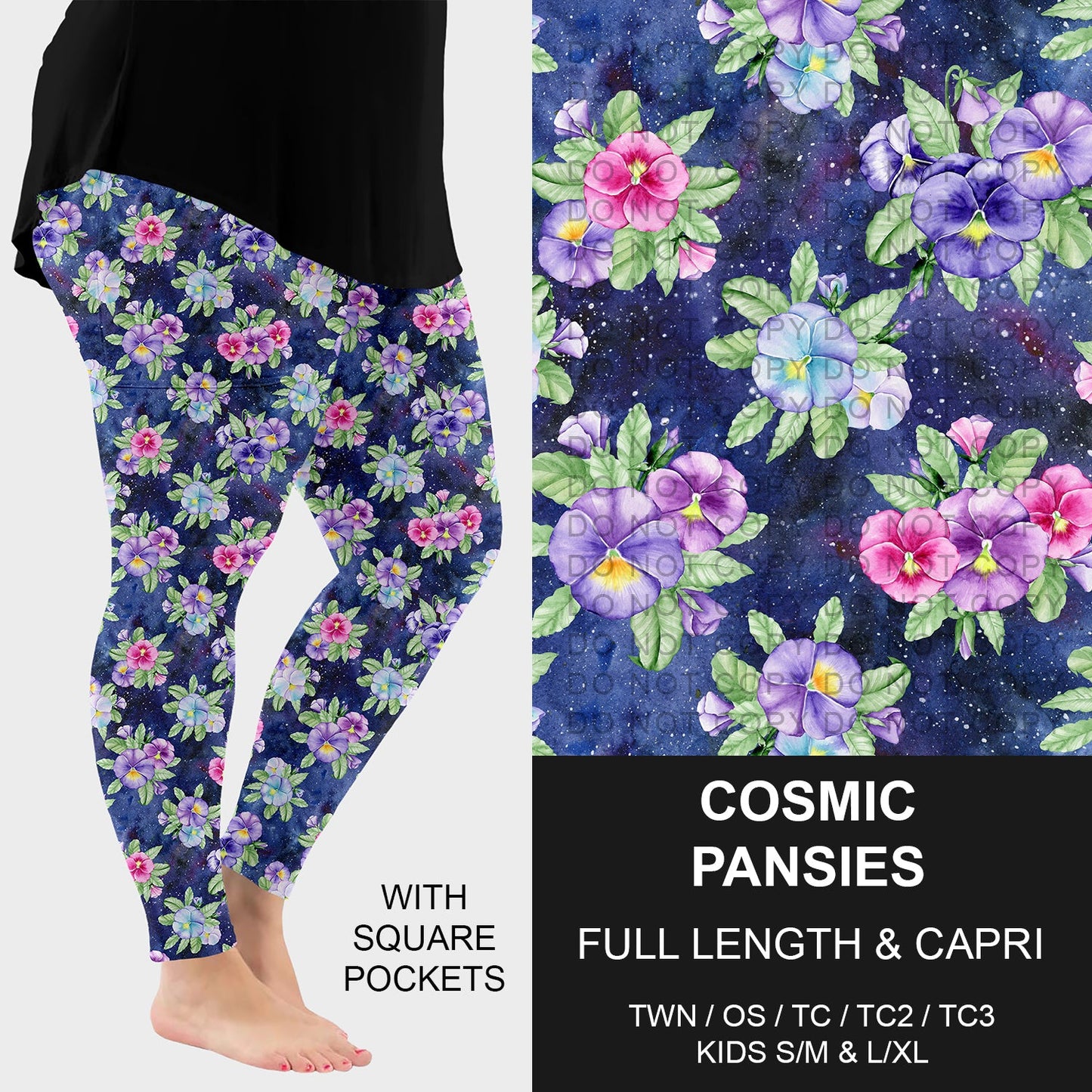 B270 - Preorder Cosmic Pansies Leggings w/ Pockets (Closes 1/18. ETA: early April)