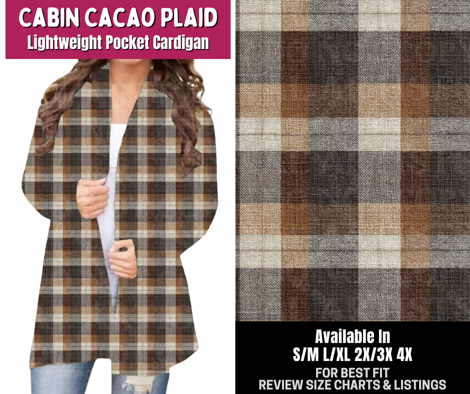Preorder! Closes 8/6. ETA Nov. Cabin Cacao Plaid Pocket Cardigan