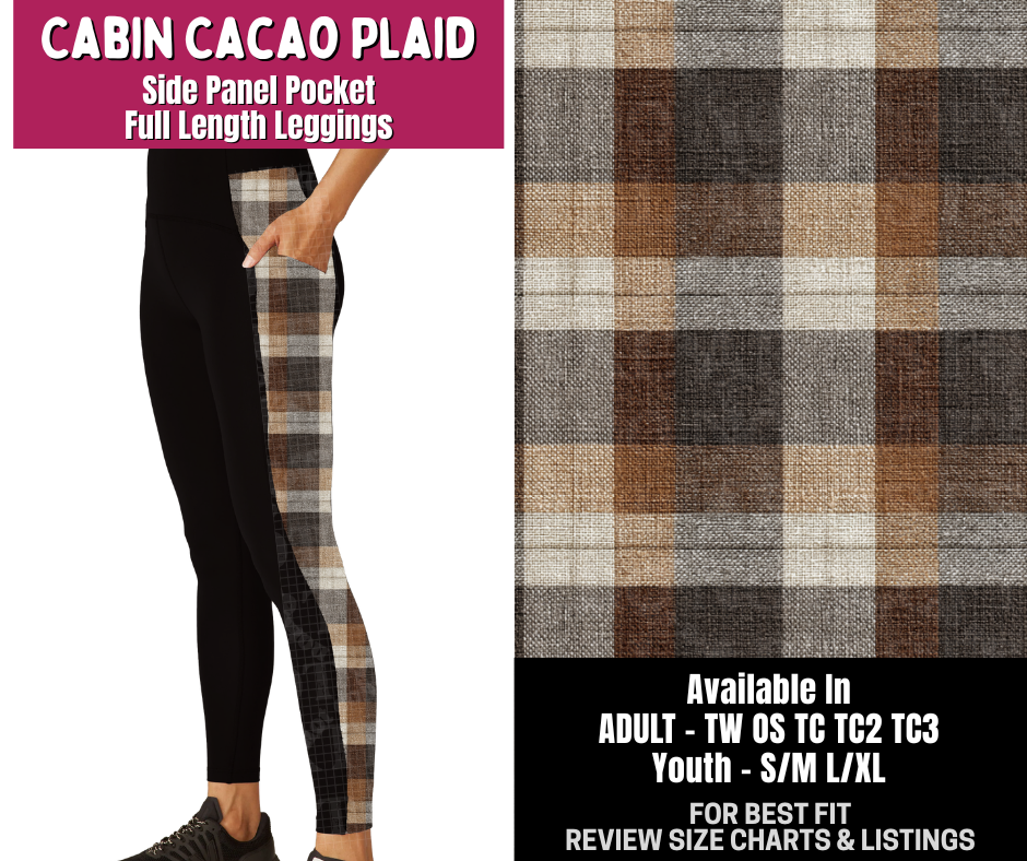 Preorder! Closes 8/6. ETA Nov. Cabin Cacao Plaid Side Panel Pocket Full Length Leggings