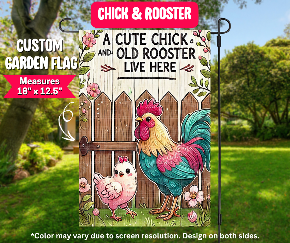 Chick & Rooster Garden Flag