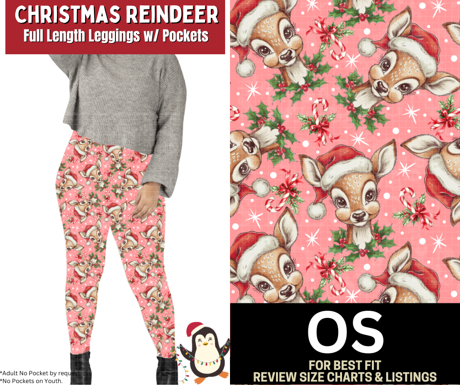 Christmas Reindeer Full Length Leggings w/ Pockets