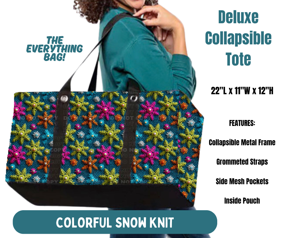 Preorder! Closes 8/13. ETA Nov. Colorful Snow Knit Collapsible Tote