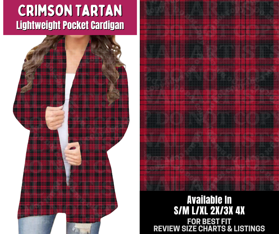 Preorder! Closes 8/6. ETA Nov. Crimson Tartan Pocket Cardigan