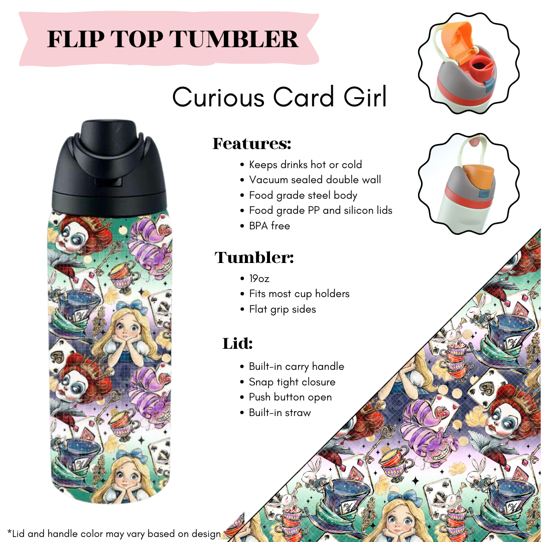 Curious Card Girl Flip Top Tumbler