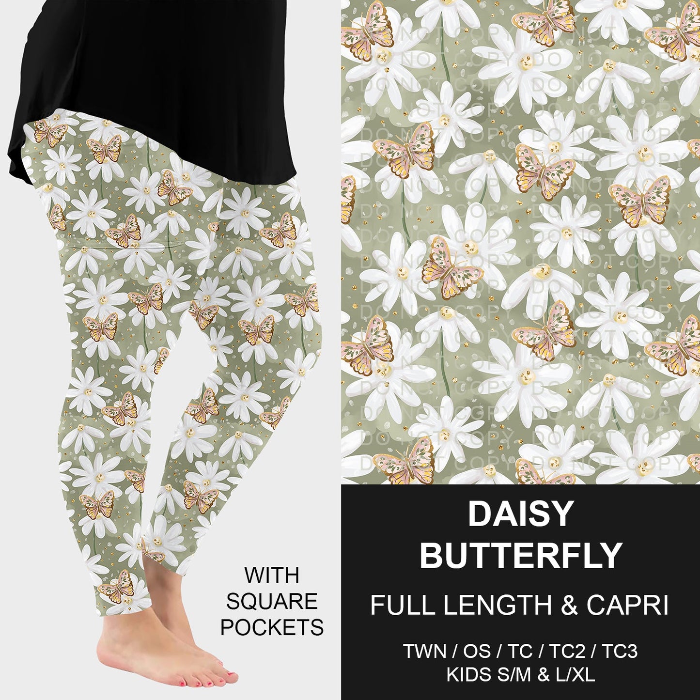 B229 - Preorder Daisy Butterfly Leggings w/ Pockets (Closes 5/18. ETA: late July)