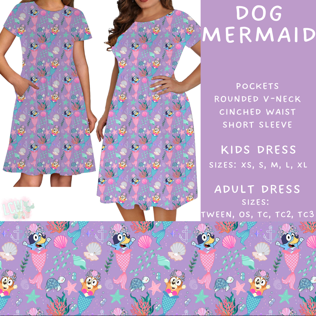 Batch #339 - Character Summer - Closes 5/15 - ETA mid July - Dog Mermaid Adult & Kids Dresses