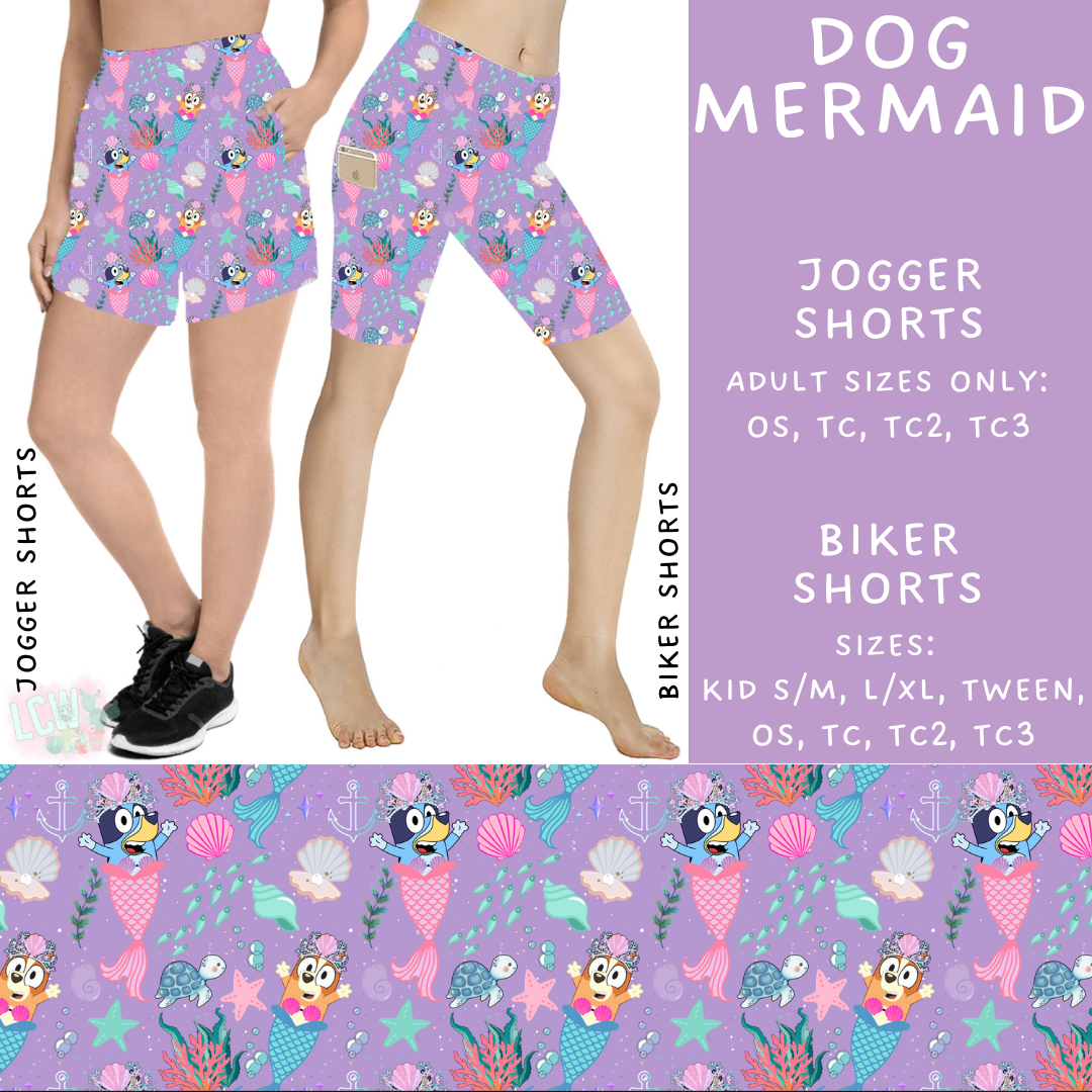 Batch #339 - Character Summer - Closes 5/15 - ETA mid July - Dog Mermaid Biker & Jogger Shorts