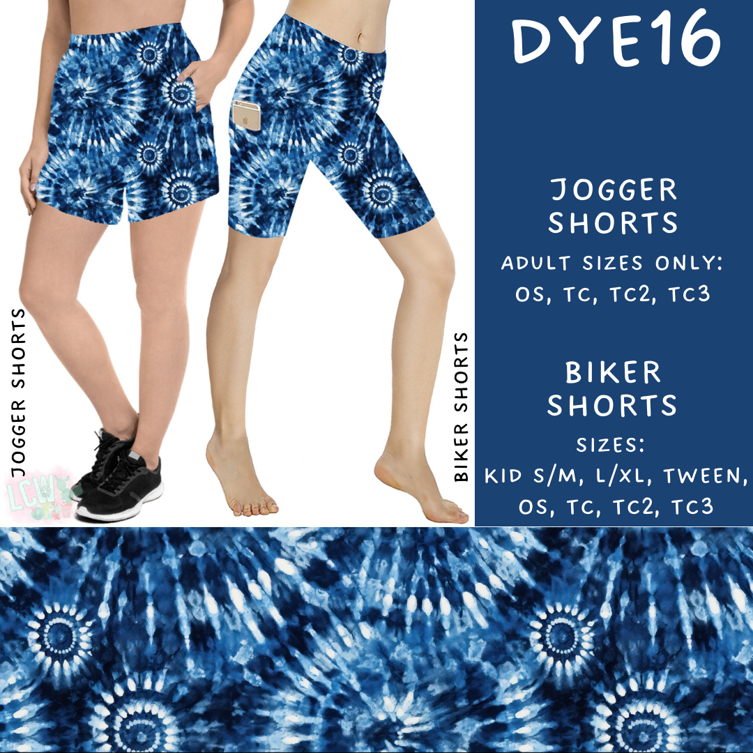 Batch #341 - Tie Dye Collection - Closes 5/19 - ETA early July - DYE16 Biker & Jogger Shorts