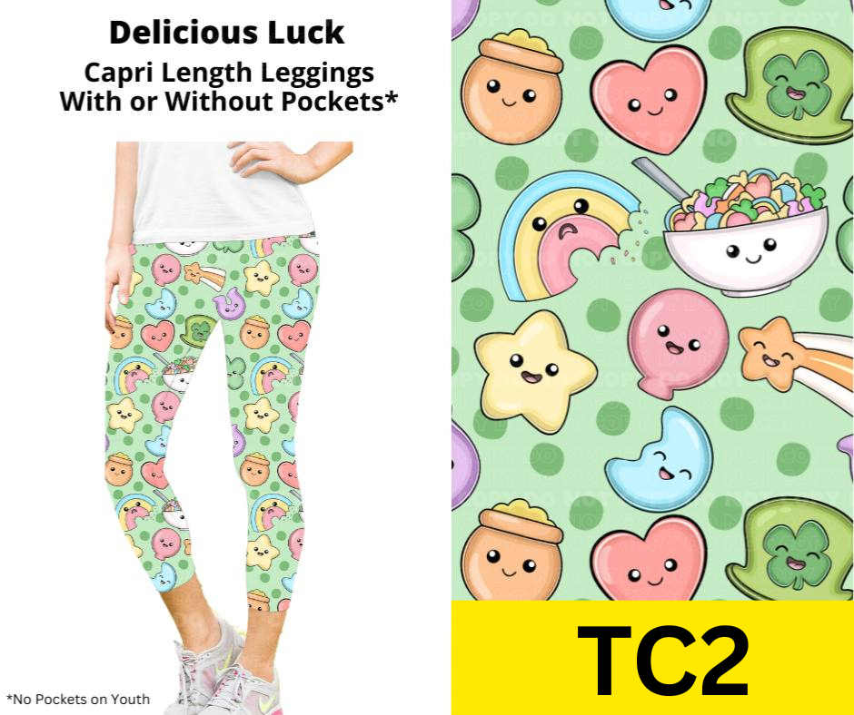 Delicious Luck Capri Length Leggings w/ Pockets