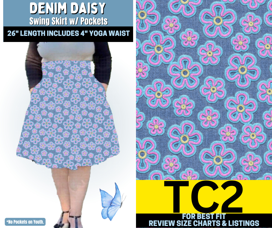 Denim Daisy Swing Skirt - Alonna's Legging Land