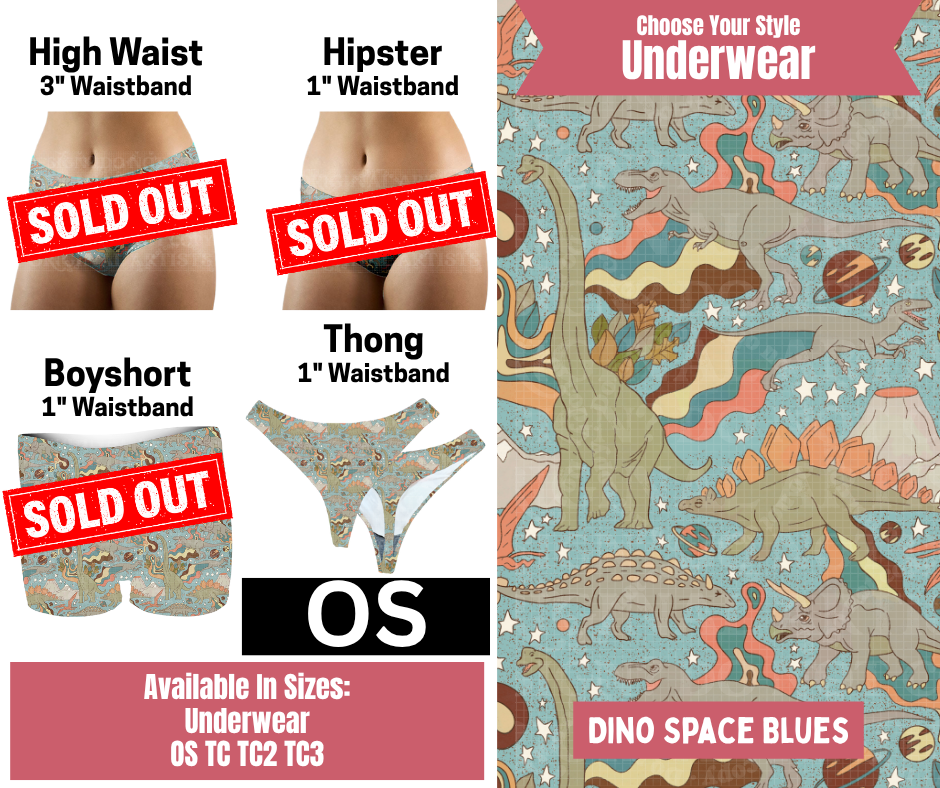 Dino Space Blues Thong Underwear - Alonna's Legging Land