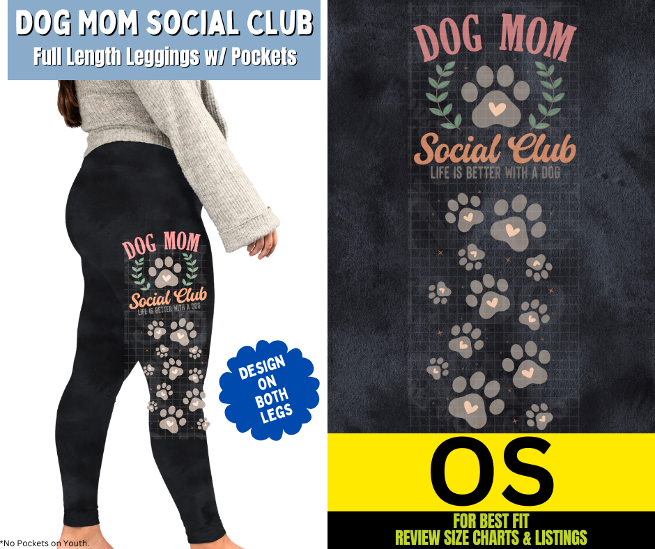 Dog Mom Social Club Watercolor Full Length Leggings w/ Pockets