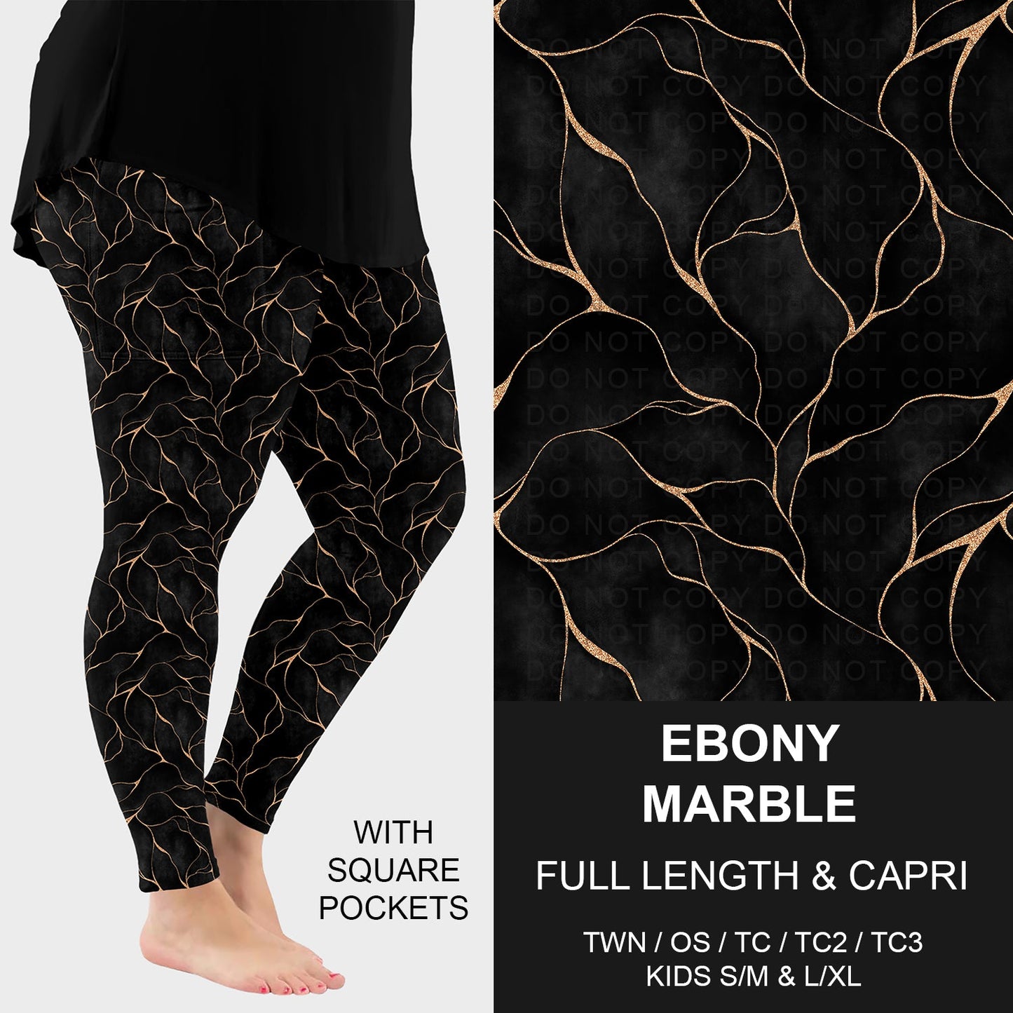 B261 - Preorder Ebony Marble Leggings w/ Pockets (Closes 11/16. ETA: late Jan.)